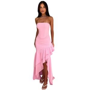 Thats So Fetch Brand Thalassa Strapless Corset Maxi Dress - Pink US 4 Small